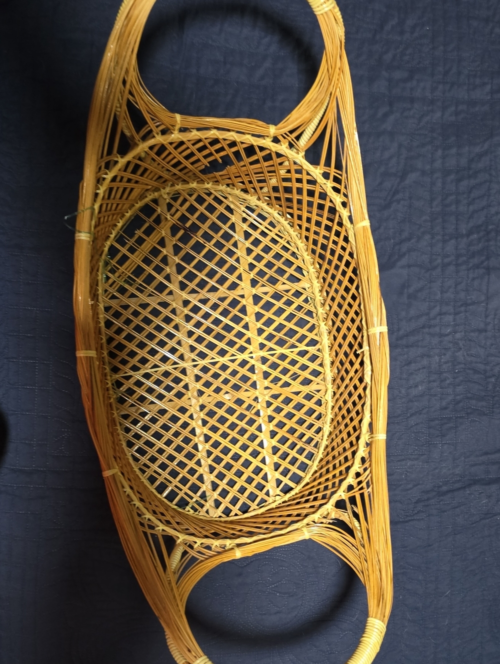Handwoven Yellow Rattan Serving Basket -